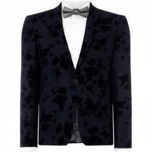 Label Lab Colada Floral Flocked Suit Jacket - Navy