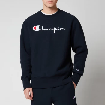 Champion Mens Chest Script Crewneck Sweatshirt - Navy - L