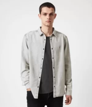 AllSaints Mens Gleason Denim Shirt, Grey, Size: S