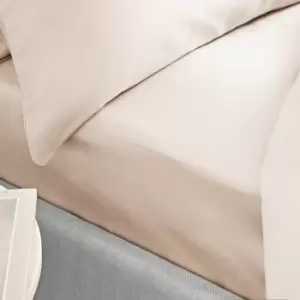 100% Cotton Sateen 400 Thread Count Fitted Sheet, Oyster, Super King - Bianca