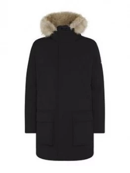 Calvin Klein Premium Canvas Fur Hood Parka - Black, Size L, Men