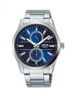 Lorus Lorus Blue And Silver Detail Multi Dial Stainless Steel Bracelet Mens Watch