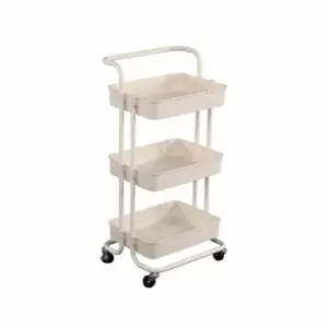 3 Tier White Household Kitchen Bathroom Storage Trolley Cart Shelf - Oypla