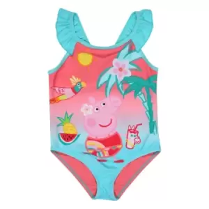 Peppa Pig Baby Girls Tropical Island One Piece Swimsuit (18-24 Months) (Pale Turquoise)