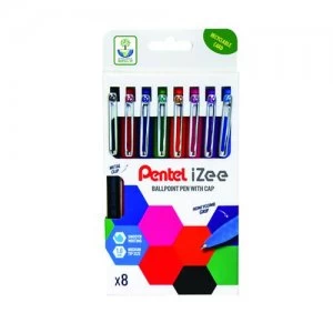 Pentel iZee Ballpoint Pen 1.0mm Assorted Pack of 8 YBX4608-M