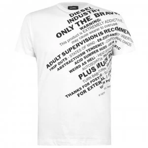 Diesel Large Text T Shirt - White 100