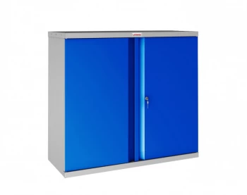 SCL Series SCL0891GBK 2 Door 1 Shelf Steel Storage Cupboard Grey Body & Blue Doors with Key Lock