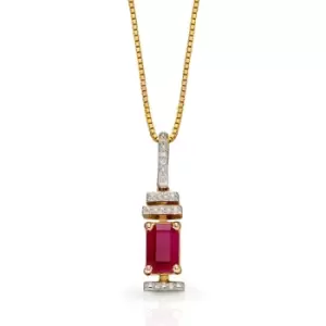 JG Signature 9ct Gold Ruby & Diamond Deco Baguette Necklace