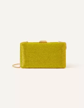 Accessorize Womens Beaded Hardcase Clutch Bag Green, Size: 7-8