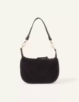 Accessorize Womens Mini Cord Shoulder Bag Black, Size: 21x13cm