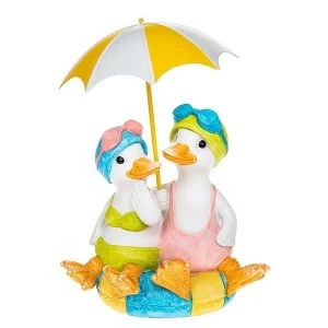 Lido Duck Sitting Pair With Brolly Ornament