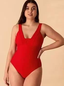 Accessorize Lexi Shaping Swimsuit - Red, Size 14, Women