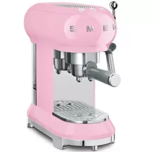 Smeg ECF01PKUK 50s Retro Style 1350W Espresso Coffee Machine - Pink