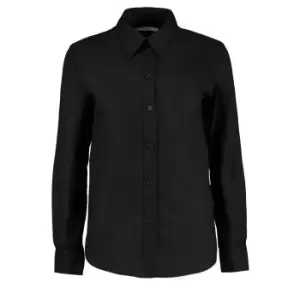 Kustom Kit Ladies Workwear Oxford Long Sleeve Shirt (26) (Black)
