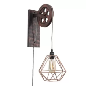 Anderton Pulley Wall Light with Copper Diablo Shade