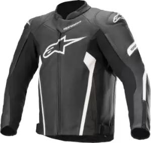 Alpinestars Faster V2 Motorcycle Leather Jacket, black-white, Size 50, black-white, Size 50