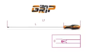 Beta Tools 1262L Beta GRIP Phillips Head Long Blade Screwdriver PH1 x 300mm