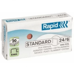 Rapid 24/6 Standard Copper-Coated Staples 1000 Pack