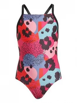 adidas Kids Girls Animal Swimsuit - Multi, Purple, Size 9-10 Years, Women