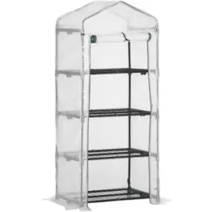 Outsunny Mini Greenhouse 4-tier Portable Plant House Shed With Pe Cover - White