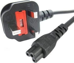 StarTech 1m Laptop Power Cord 3 Slot For UK Bs 1363 To C5 Clover Leaf Power Cable Lead