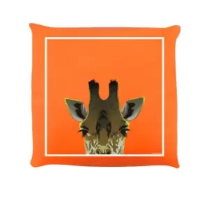 Inquisitive Creatures Giraffe Filled Cushion (One Size) (Orange)