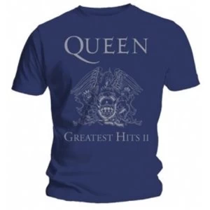 Queen Greatest Hits II Mens Navy T Shirt Medium