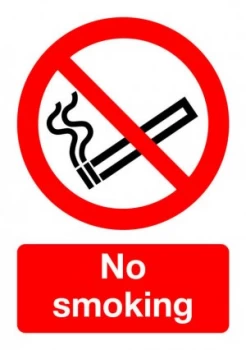 Extra Value A5 PVC Safety Sign - No Smoking