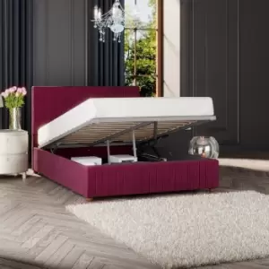 Estella Ottoman Storage Bed, Plush Velvet, Berry Super King - Laurence Llewelyn-bowen