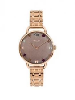 Radley Champagne Stars And Hearts Dial Rose Gold Stainless Steel Bracelet Ladies Watch