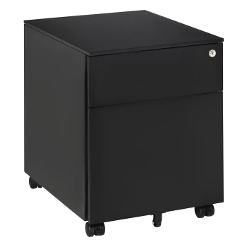 Vinsetto Vertical File Cabinet Steel Lockable with Pencil Tray and Casters Home Filing Furniture for A4, Letters, and Legal-sized Files, 39 x 48 x 48.