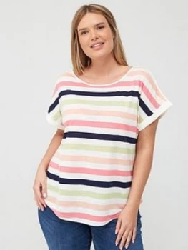 Oasis Curve Vera Rainbow Stripe Tee - White, Size Xxxl, Women