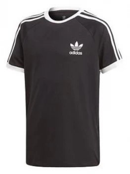 adidas Originals Boys 3 Stripe Short Sleeve T-Shirt - Black, Size 9-10 Years