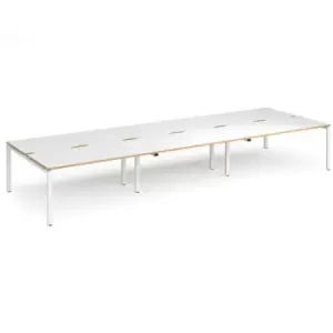 Bench Desk 6 Person Rectangular Desks 4800mm White/Oak Tops With White Frames 1600mm Depth Adapt
