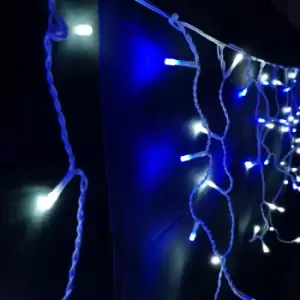 Premier Decorations Ltd - 640 LED 16m Premier Christmas Outdoor 8 Function Icicle Lights in Blue & White
