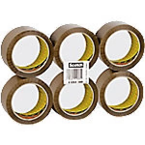 Scotch Packaging Tape Low Noise 50 mm x 66 m Brown 6 Rolls