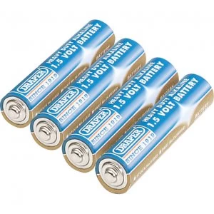 Draper Heavy Duty AAA Alkaline Batteries Pack of 4