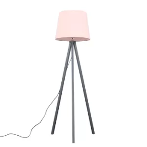 Barbro Grey Tripod Floor Lamp With XL Pink Shade