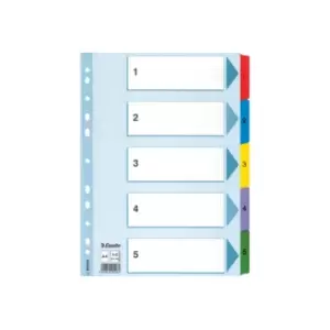 Esselte Mylar 1-5 Part Dividers A4 - Multi-Coloured - Outer carton of