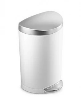 Simplehuman Single Compartment Semi-Round 10-Litre Stainless Steel Pedal Bin ; White