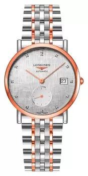 LONGINES L43125777 Elegant Collection Striped Silver Diamond Watch