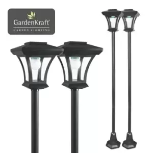 19509 2PK LED Lamp Post / Adjustable Height 1.6m Max / Elegant Garden Ornament / Outdoor Solar Powered Light Feature / Traditional Victorian Style /