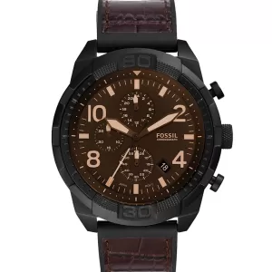 Fossil Men Bronson Chronograph Brown Croco Leather Watch