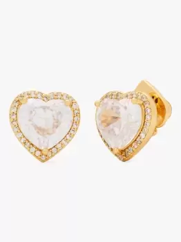 Kate Spade Pave Heart Stud Earrings, Clear/Gold, One Size