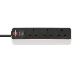 Brennenstuhl Ecolor Power Strip 3 Sockets with Switch 3m UK Plug White/Black