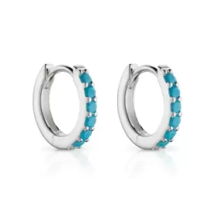 Aiyana Athena Silver Turquoise Crystal Hoop Earrings
