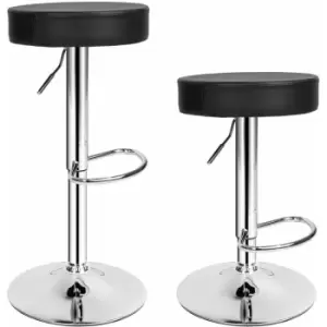 2 bar stools Sebastian made of artificial leather - breakfast bar stools, kitchen stools, kitchen bar stools - black