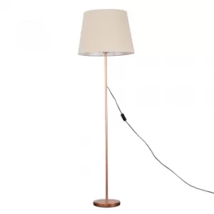 Charlie Copper Floor Lamp with XL Beige Aspen Shade