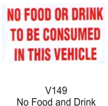 Outdoor Grade Vinyl Sticker - White - No Food Or Drink - CASTLE PROMOTIONS- V149