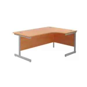 1800X1200 Single Upright Right Hand Radial Desk Beech - Silver + Desk High Ped